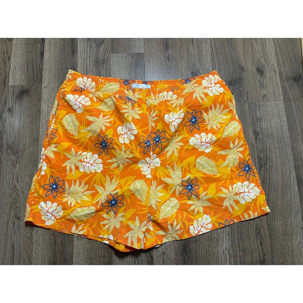 Alex Cannon Shorts, Men's Size Large, Orange Blue, Floral, Swim Trunks